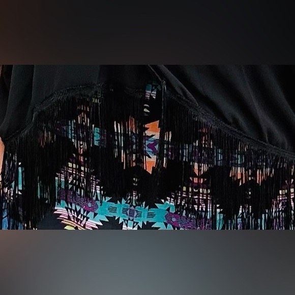 L&B Apparel Festival Fringe Cardi - Black - Picture 4 of 4